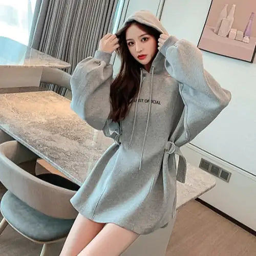Mid-Length Hooded Sweater for Plus Size Women