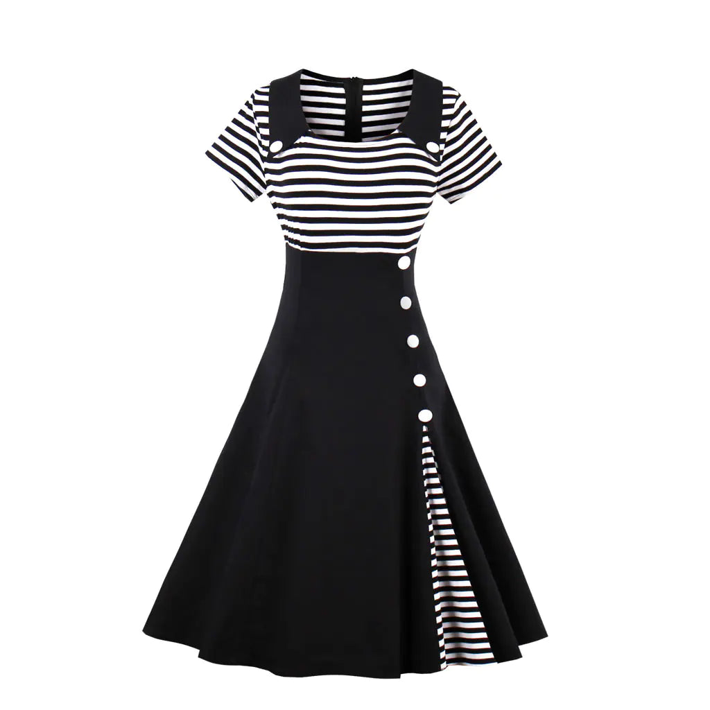 2017 Retro Striped Plus Size Dress for Women