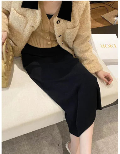 Plus Size Knitted Skirt for Women - Autumn/Winter Style