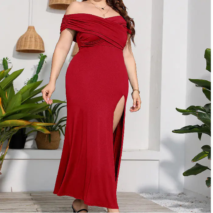 Elegant Plus Size High Waist Split Dress for Women