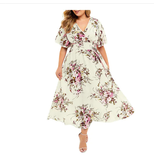 Plus Size Elegant Floral Dress for Women