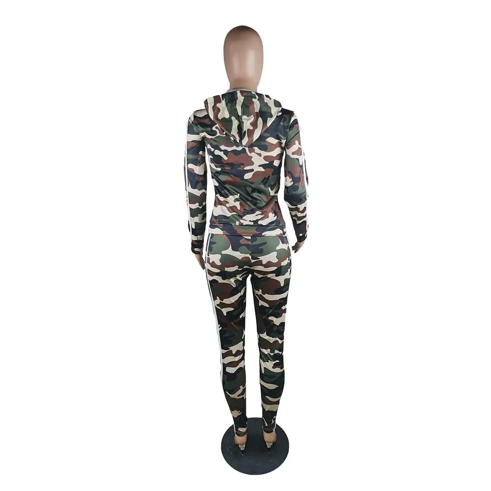Plus Size Fashion Camouflage Sports Set for Women