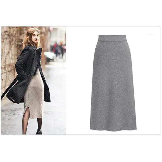 Plus Size Knitted Skirt for Women - Autumn/Winter Style