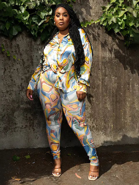 Plus Size Fall Two-Piece Outfit for Women