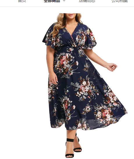 Plus Size Elegant Floral Dress for Women