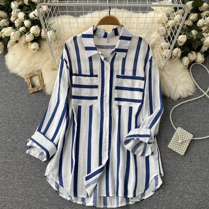 Plus Size Striped Shirt for Women (Single Piece)