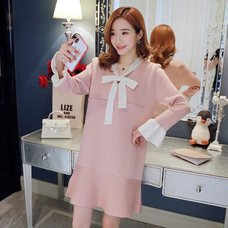 Plus Size Knitted Nursing Dress for Pregnant Women