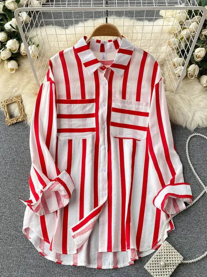 Plus Size Striped Shirt for Women (Single Piece)