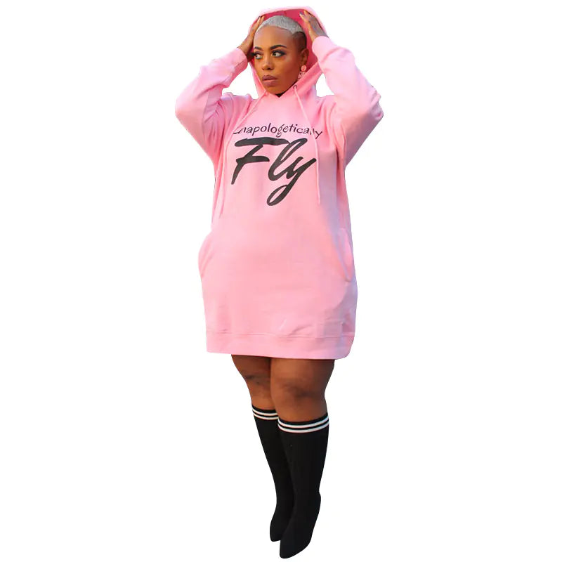 Plus Size Casual Hoodie Mini Dress for Women
