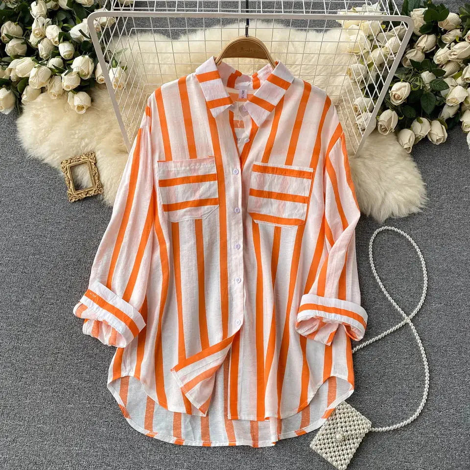 Plus Size Striped Shirt for Women (Single Piece)