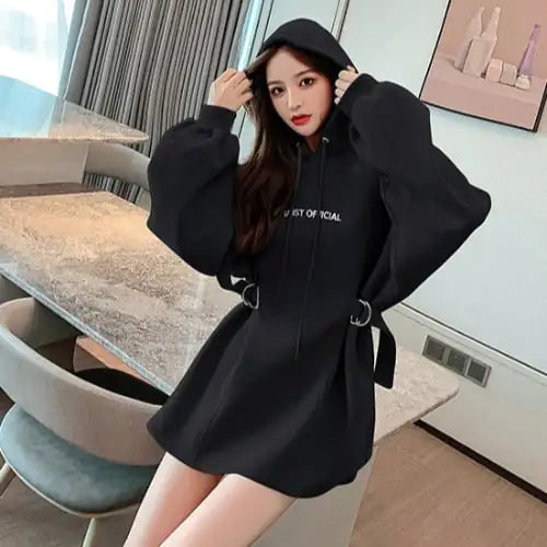 Mid-Length Hooded Sweater for Plus Size Women