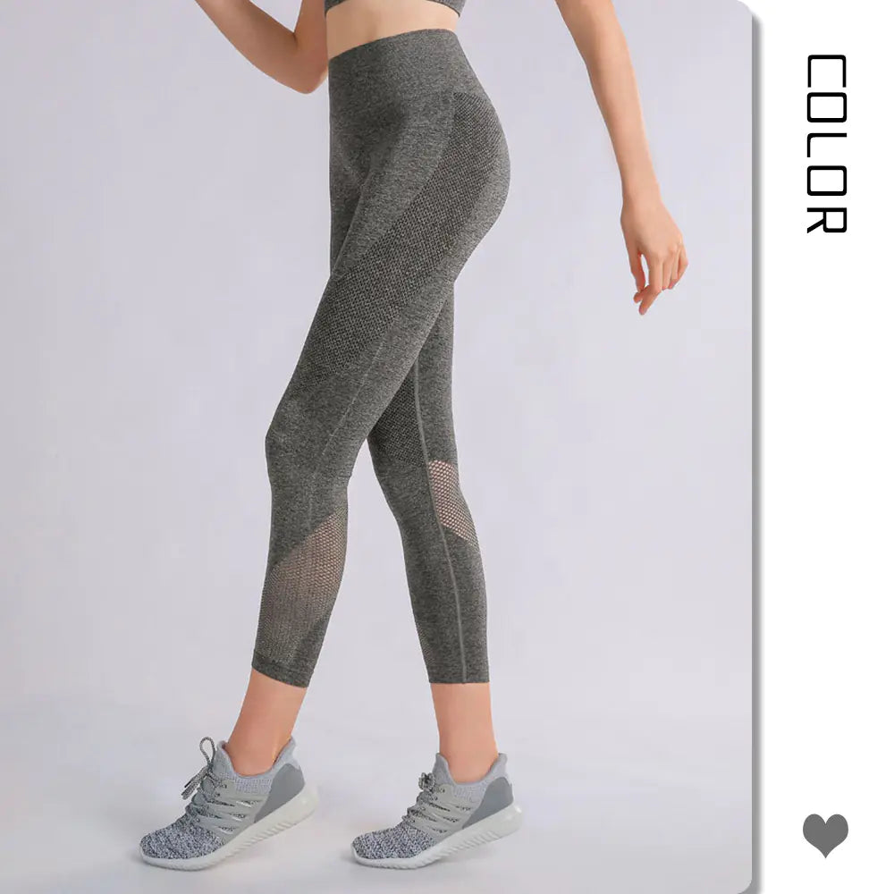 Plus Size Hollow Mesh Sports Leggings for Women