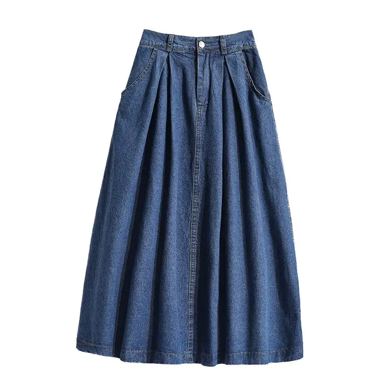 Plus Size High Waist Denim Skirt for Women