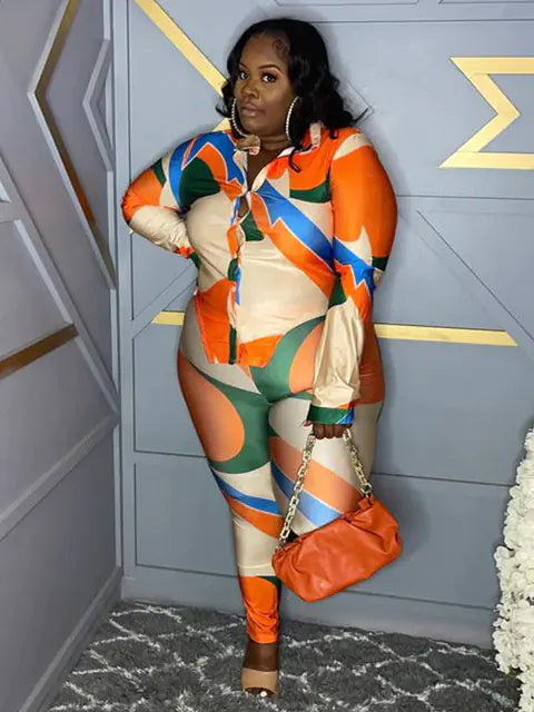 Plus Size Fall Two-Piece Outfit for Women