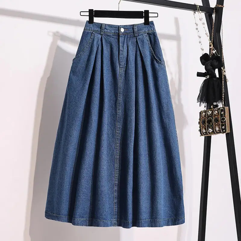Plus Size High Waist Denim Skirt for Women