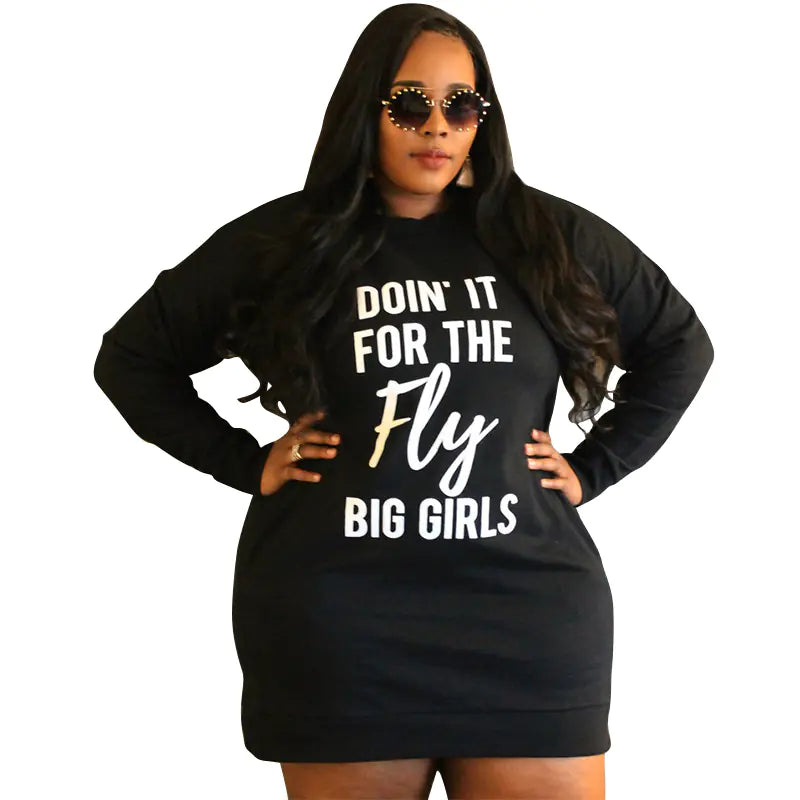 Plus Size Casual Hoodie Mini Dress for Women