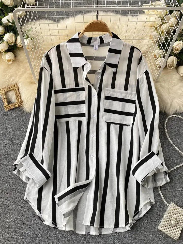 Plus Size Striped Shirt for Women (Single Piece)