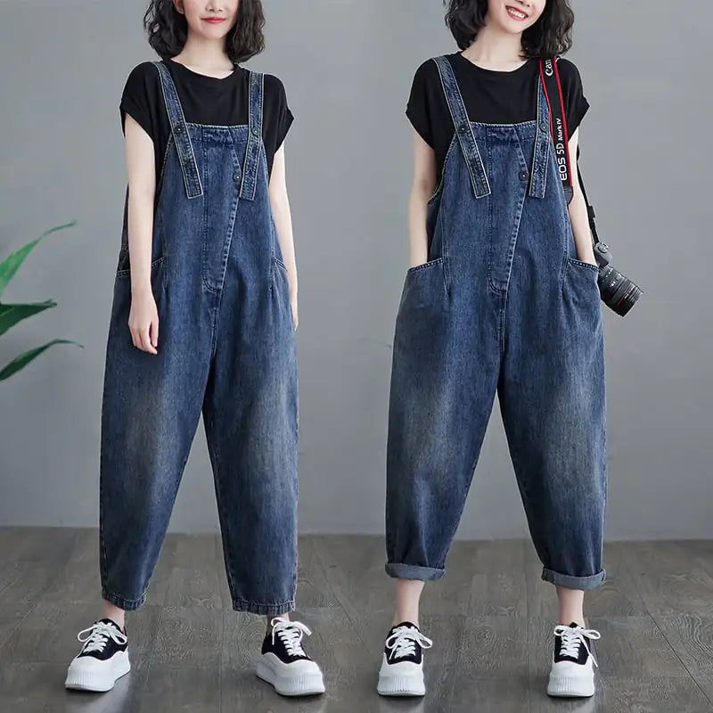 Korean Style Plus Size Denim Overalls for Women