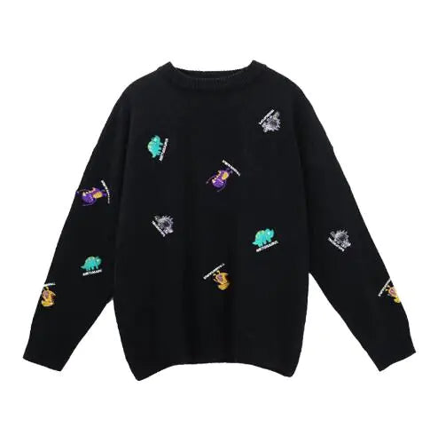 Plus Size Embroidered Animal Sweater for Women 2019