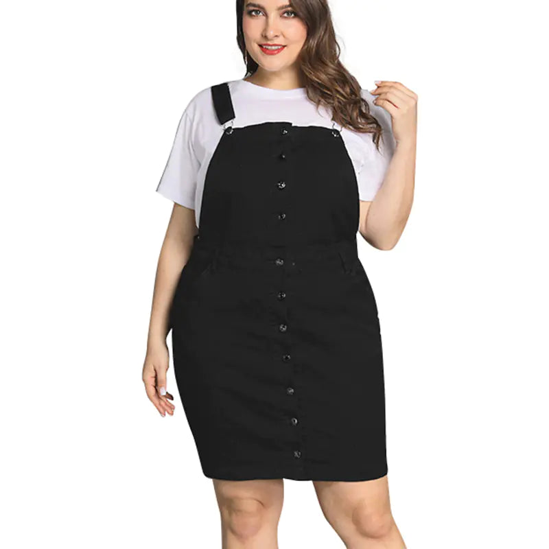 Plus Size Black Denim Overalls for Women