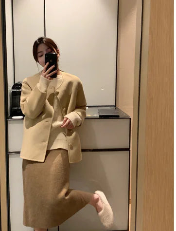 Plus Size Knitted Skirt for Women - Autumn/Winter Style