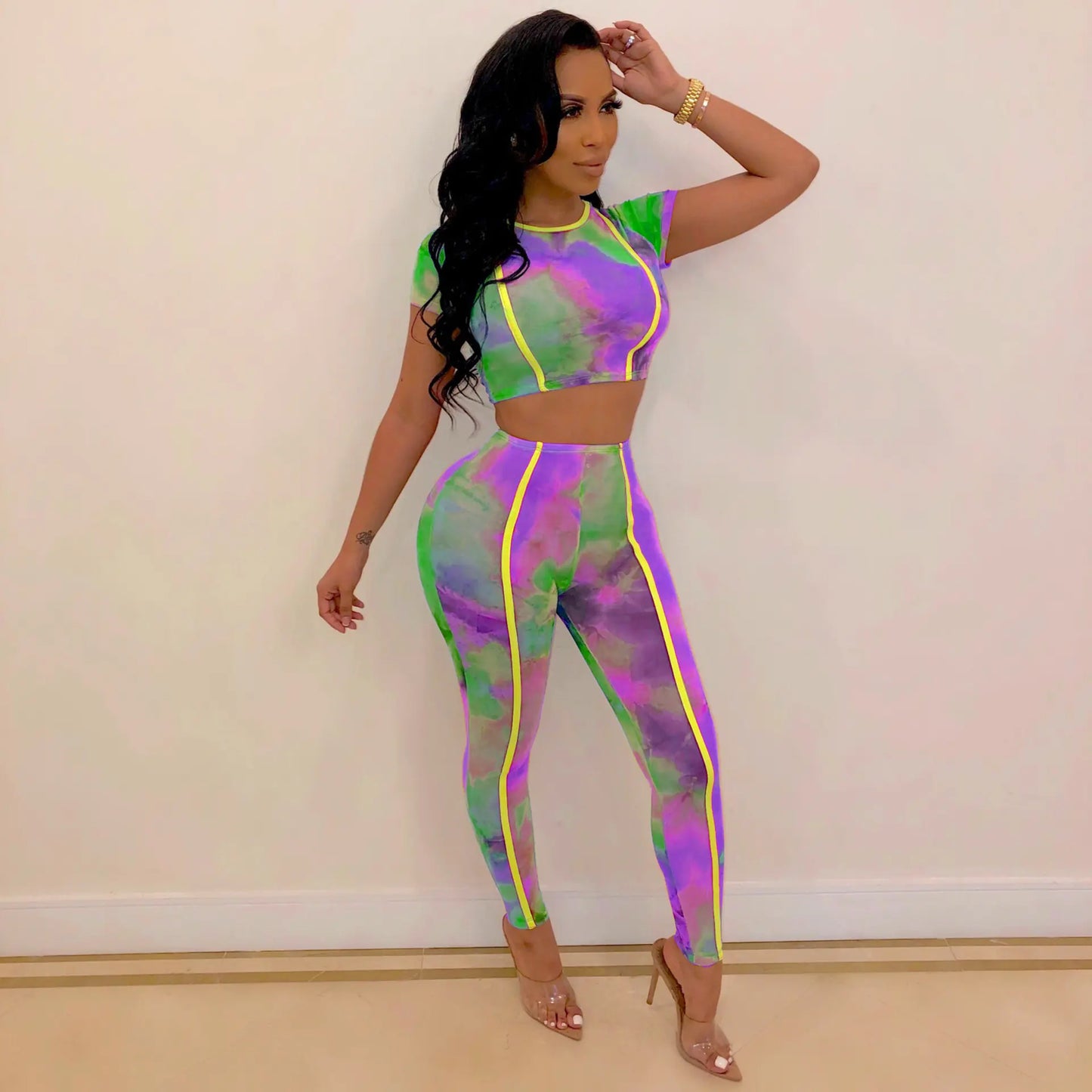 Plus Size Tie-Dye Sportswear Set for Women