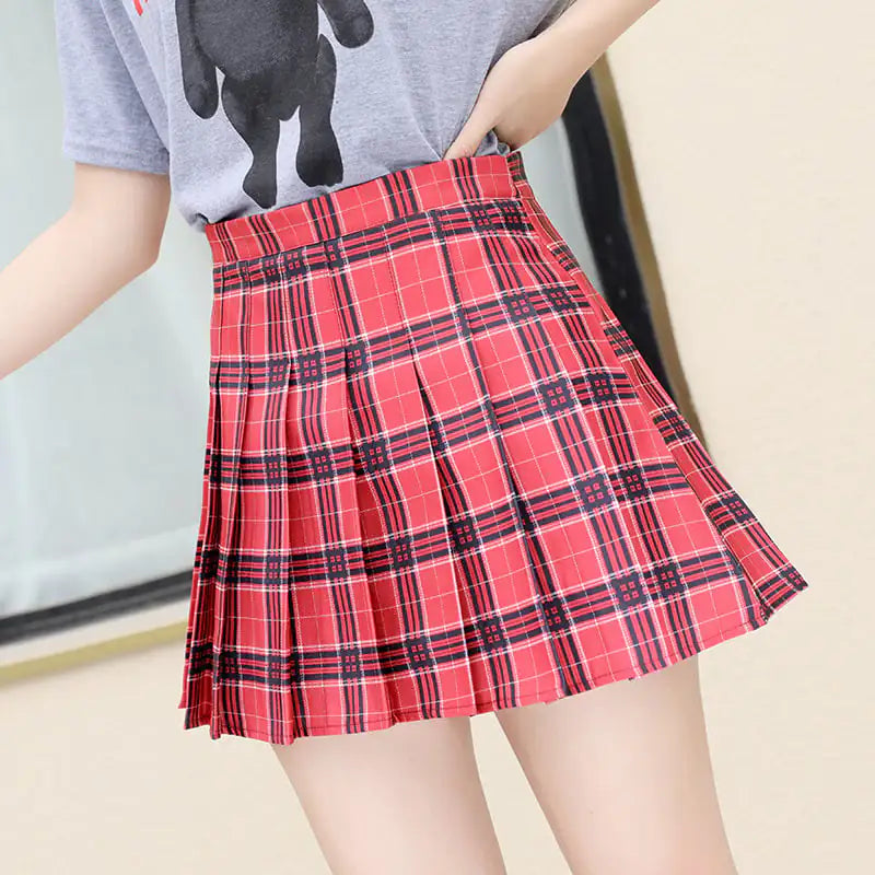Plus Size College Style Pleated Summer Skirt for Women