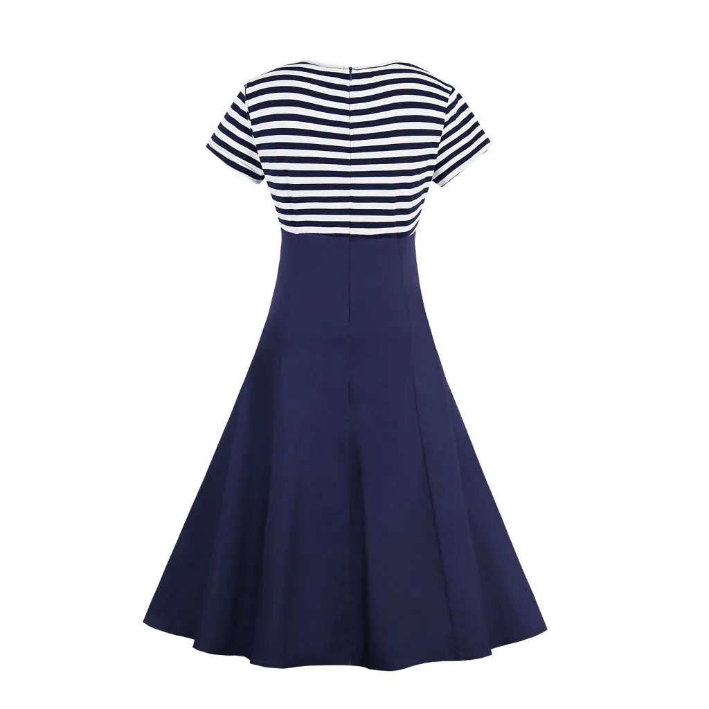 2017 Retro Striped Plus Size Dress for Women