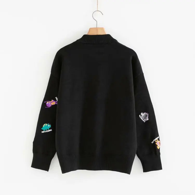 Plus Size Embroidered Animal Sweater for Women 2019