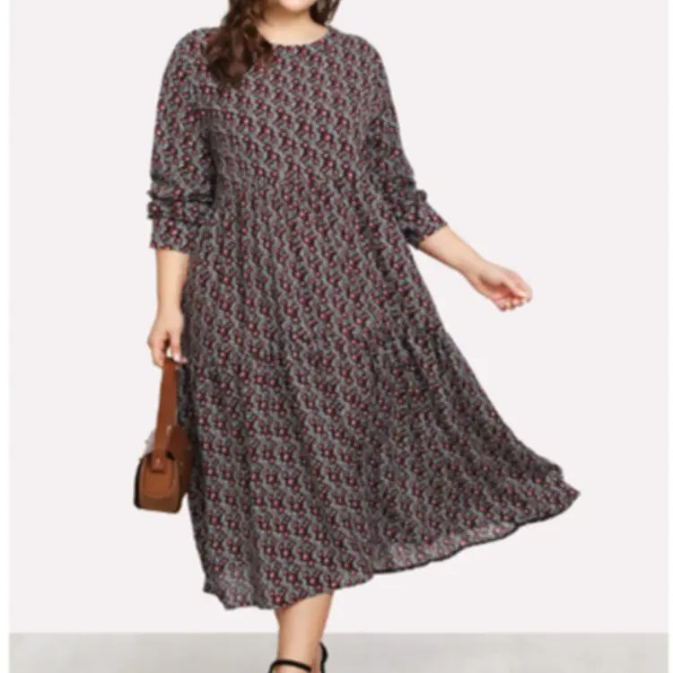 Plus Size Floral Dress for Women - European & American