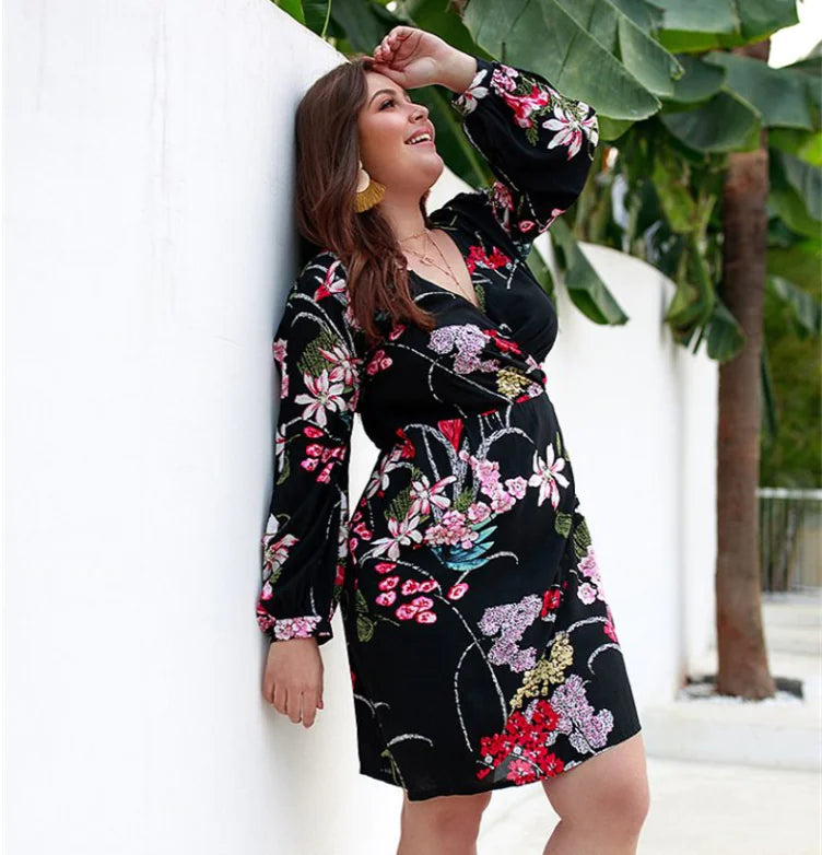 Plus Size Elegant Floral Dress for Women