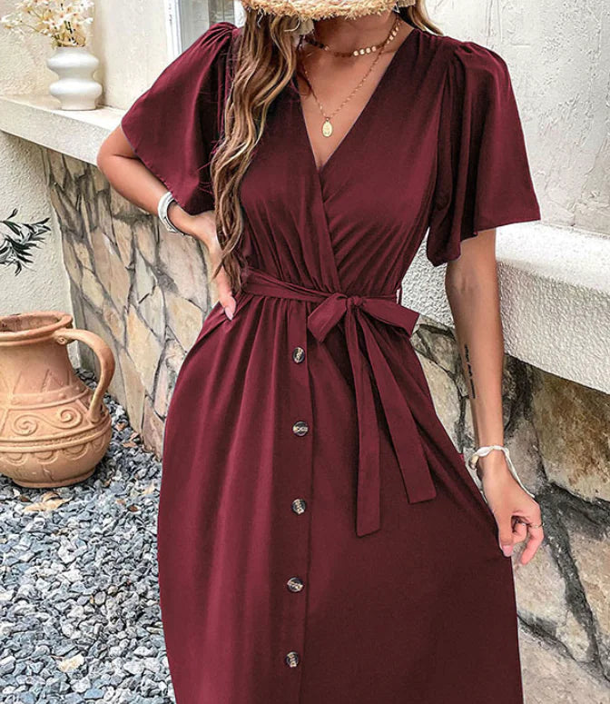 Plus Size Elegant V-Neck Dress for Women 2019