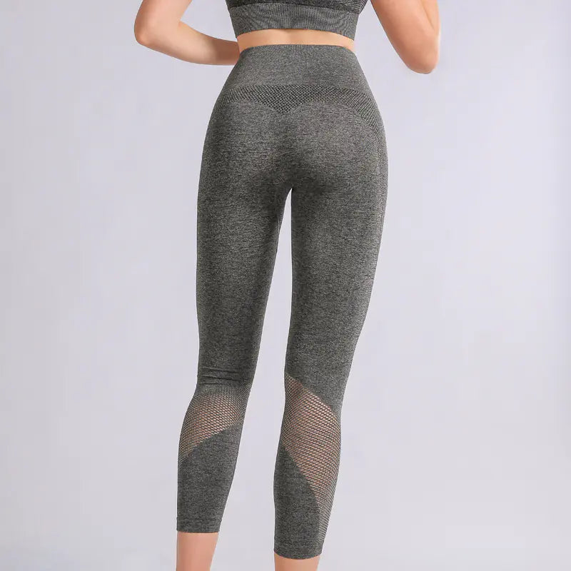 Plus Size Hollow Mesh Sports Leggings for Women