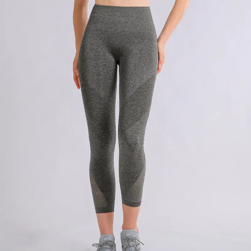 Plus Size Hollow Mesh Sports Leggings for Women