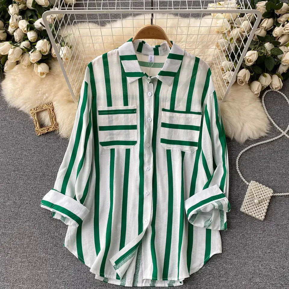Plus Size Striped Shirt for Women (Single Piece)