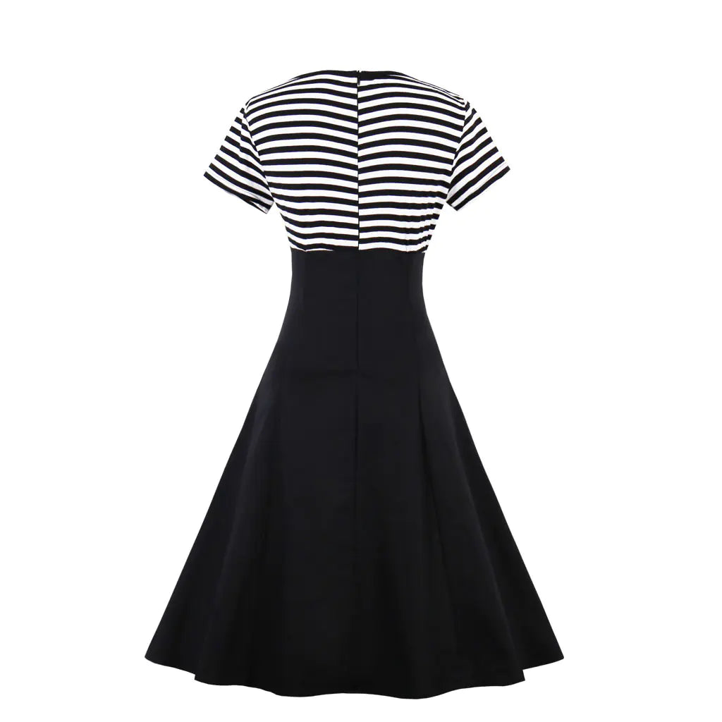 2017 Retro Striped Plus Size Dress for Women