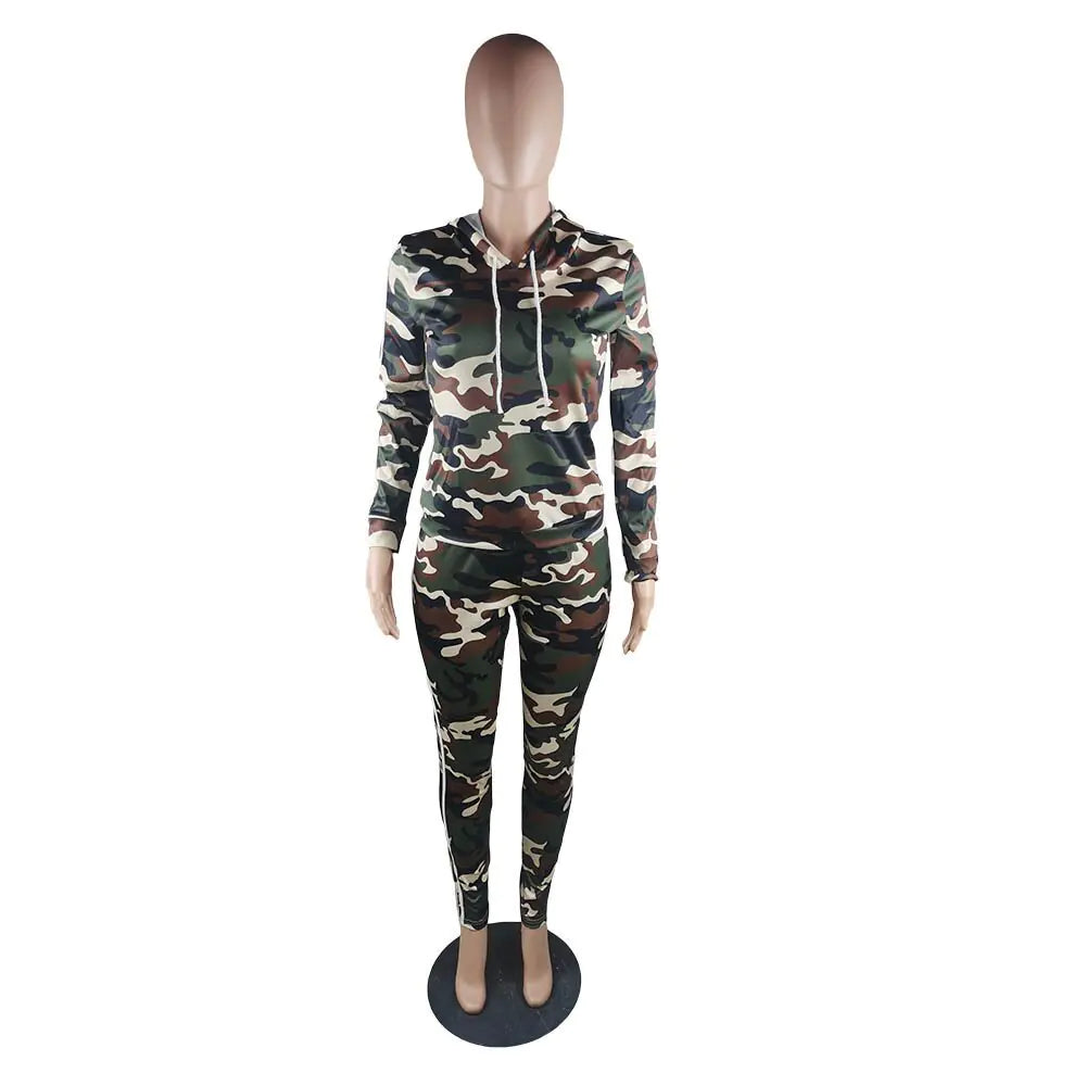 Plus Size Fashion Camouflage Sports Set for Women