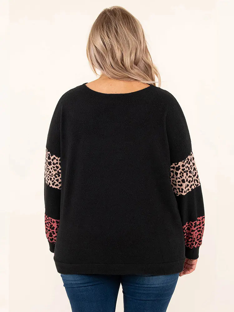 Plus Size Leopard Patchwork Oversized Hoodies for Women