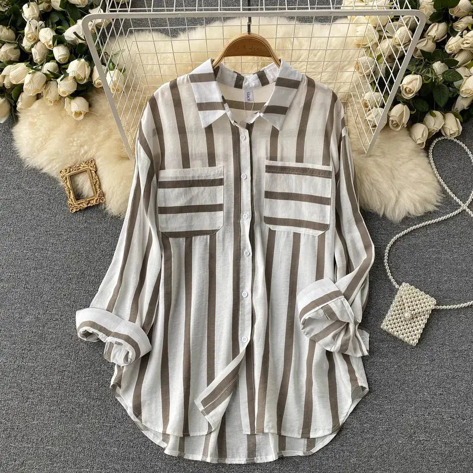 Plus Size Striped Shirt for Women (Single Piece)