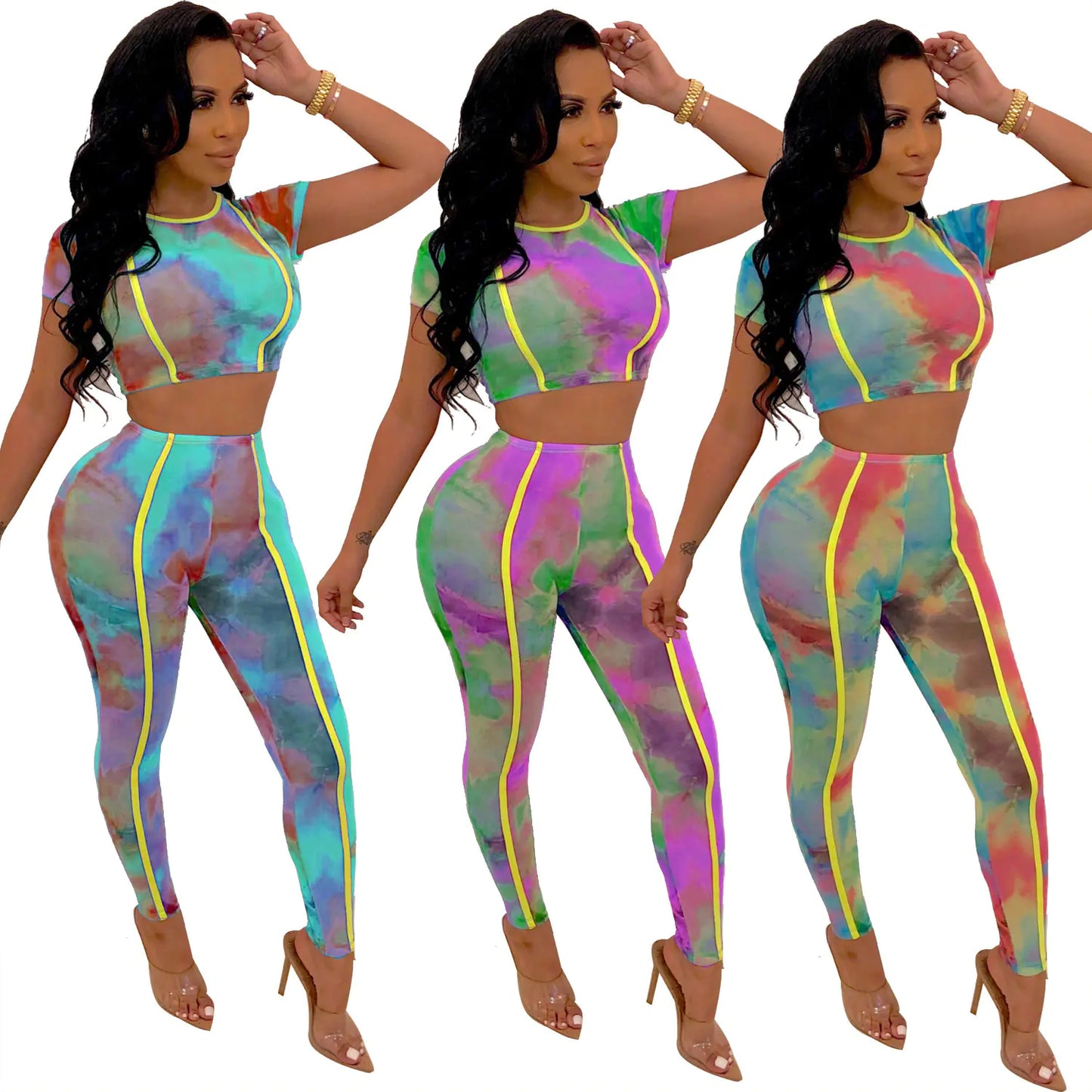 Plus Size Tie-Dye Sportswear Set for Women