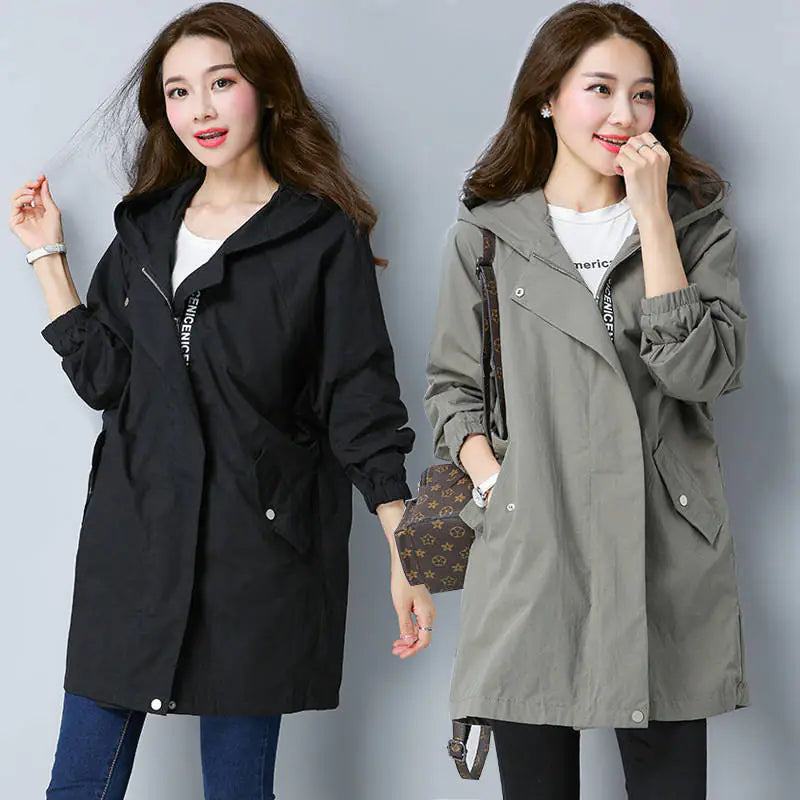 Plus Size Long Trench Coat for Curvy Women